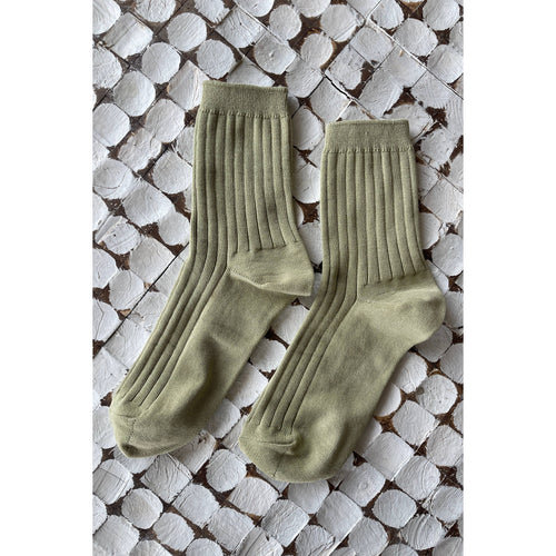 Cotton Ribbed Socks - Avocado