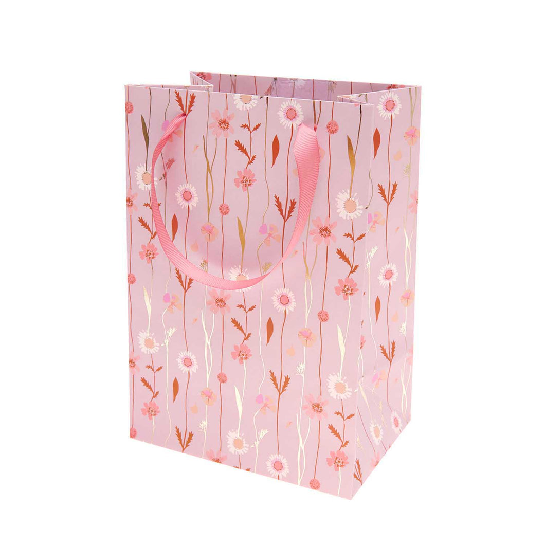Medium Pink And Gold Floral Gift Bag