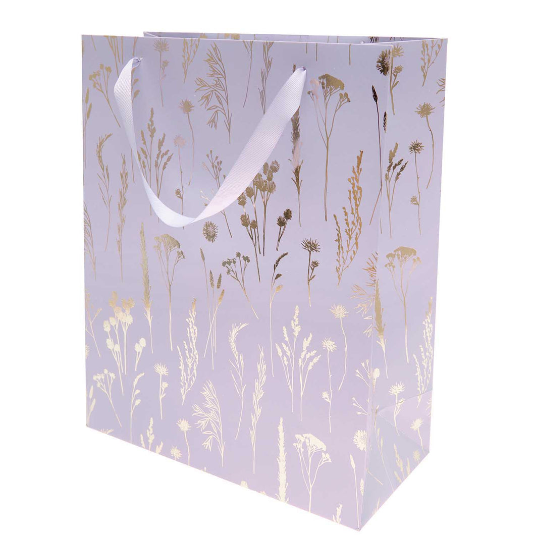 Medium Lilac Metallic Floral Gift Bag