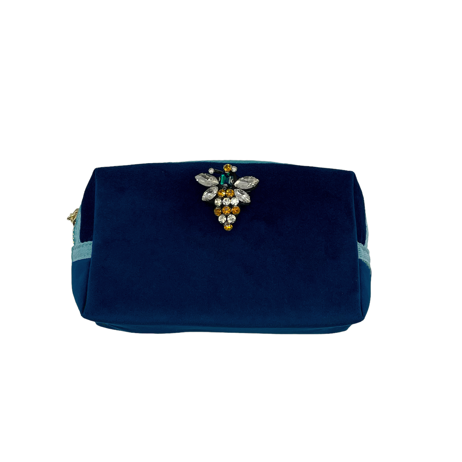 Small Velvet Blue Pouch & Queen Bee Pin