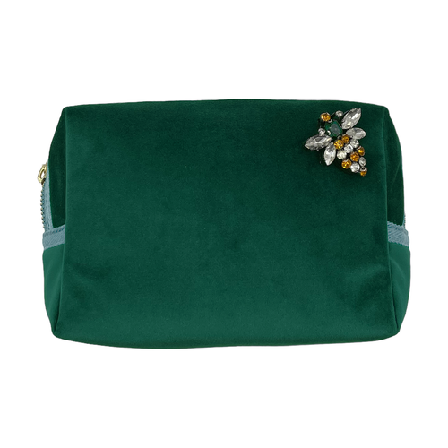 Large Velvet Green Pouch & Queen Bee Pin