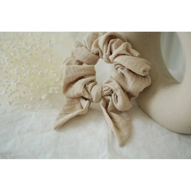Chouchou Noeud Dune Beige Irisé Doré