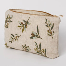 Load image into Gallery viewer, Olive Natural Embroidered Travel Pouch