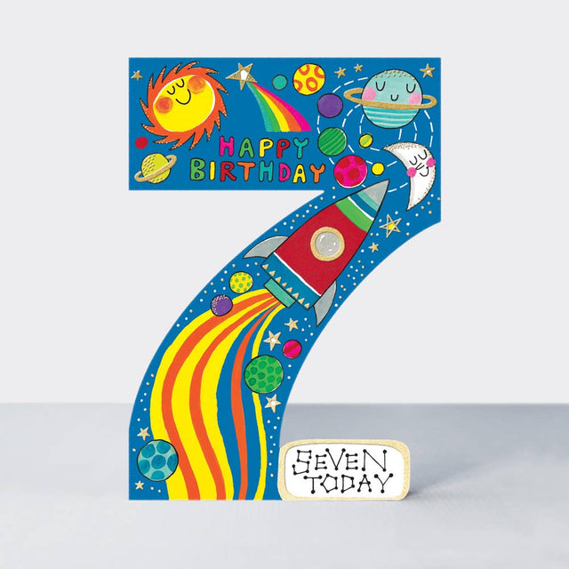 Age 7 Space Rocket Card