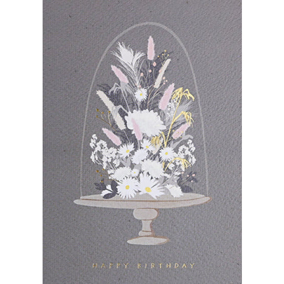 Happy Birthday Flower Cloche Card