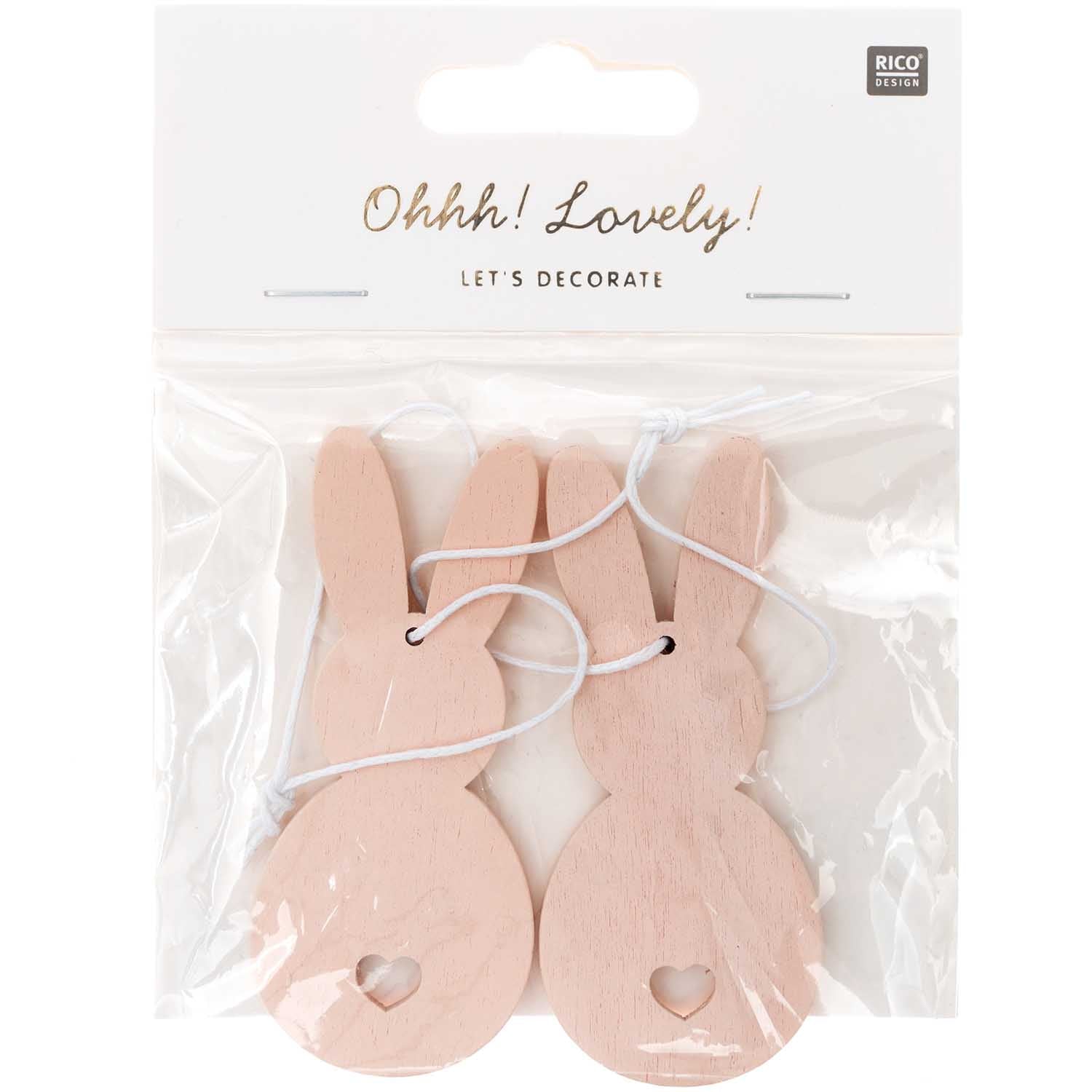 Powder Pink Rabbit Wooden Tags