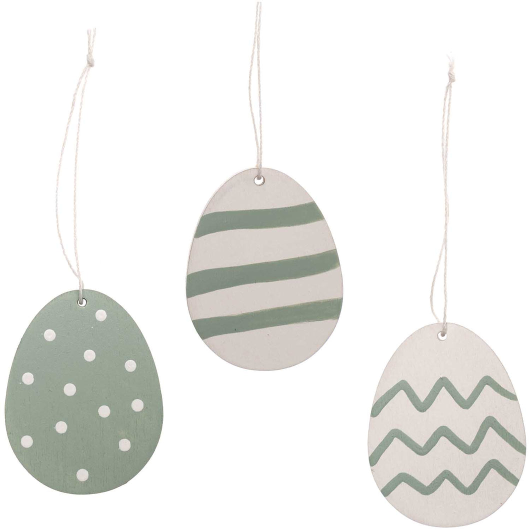 Set Of 3 Mint Wooden Egg Tags