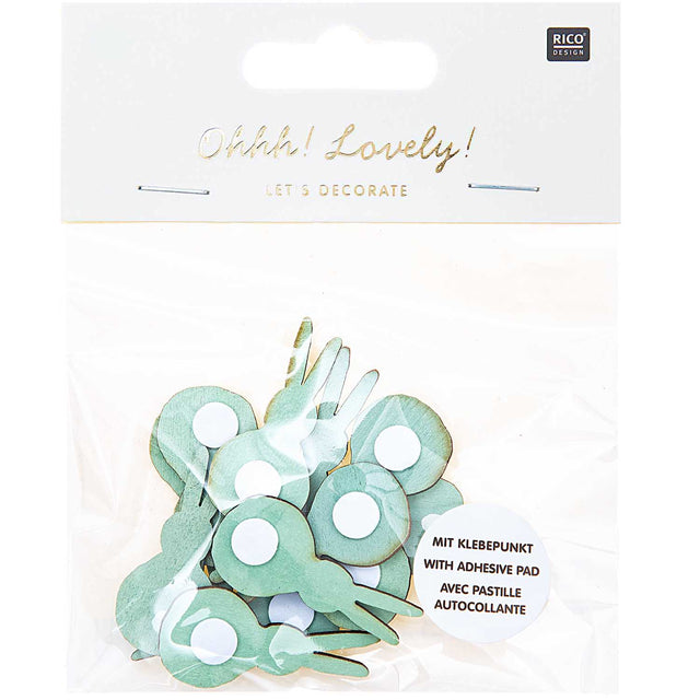 Mint Rabbit Wooden Stickers