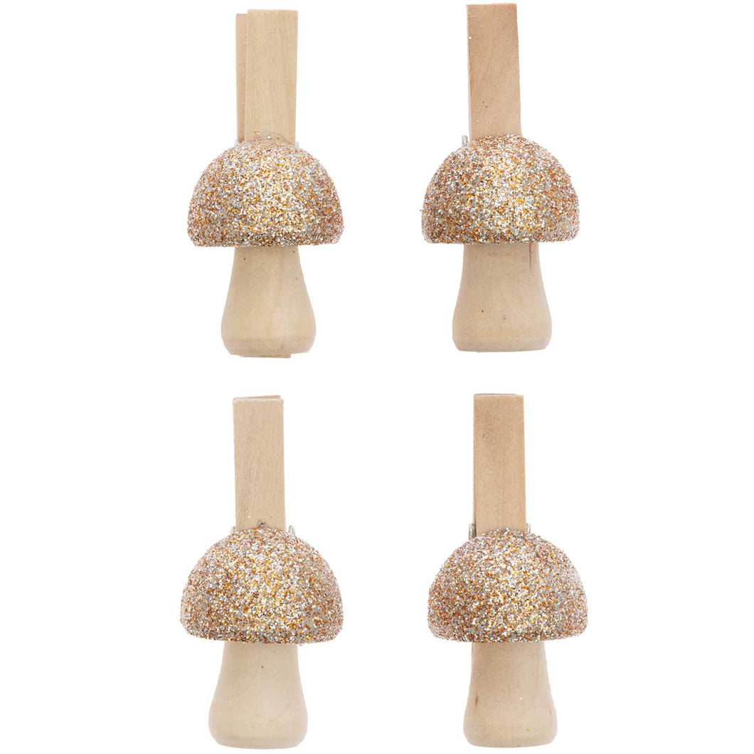 Gold Glitter Mushroom Pegs