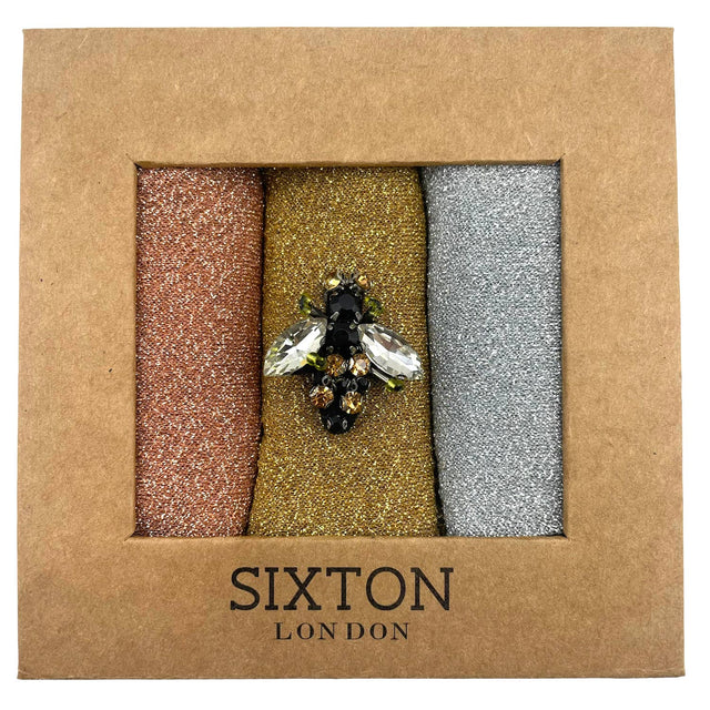 Trio Sparkly Socks & Bee Pin