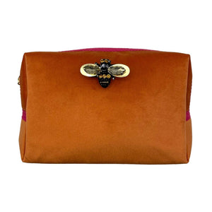 Large Velvet Orange Pouch & Bee Pin