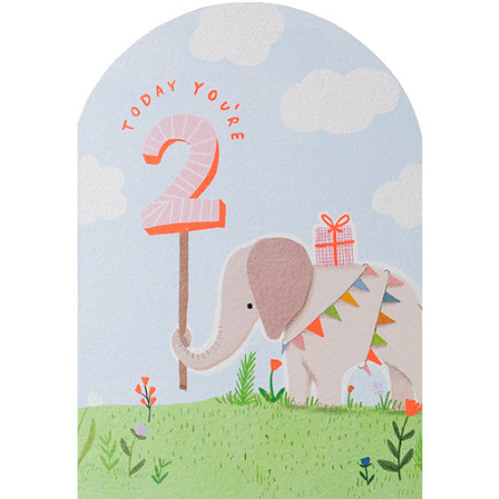Age 2 Elephant Card