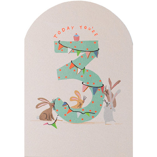 Age 3 Rabbits Card