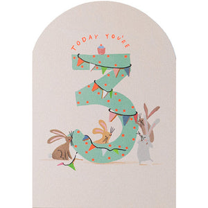 Age 3 Rabbits Card