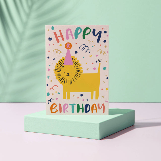 Happy Birthday Party Lion Card