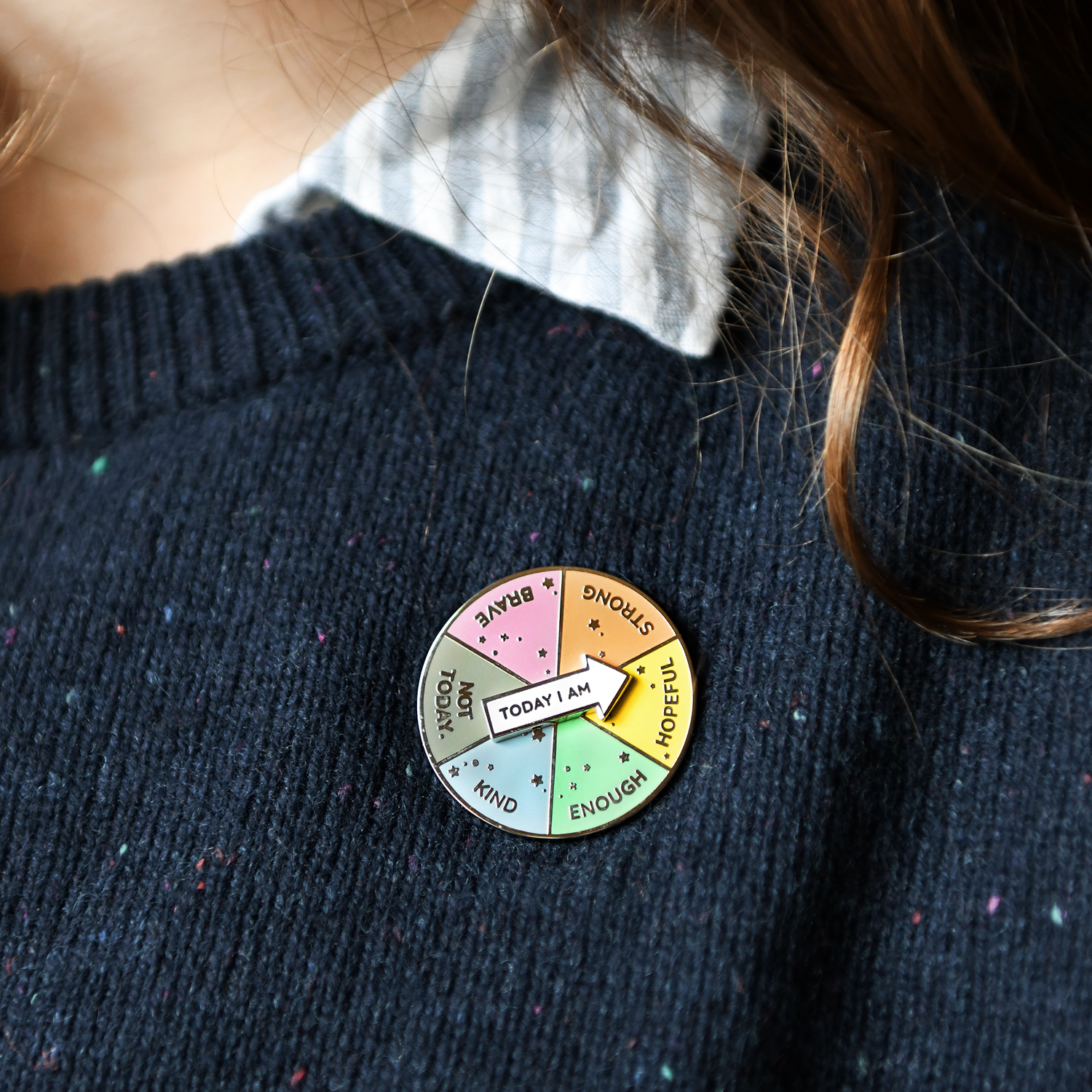 Spinning 'Today I Am' Enamel Pin
