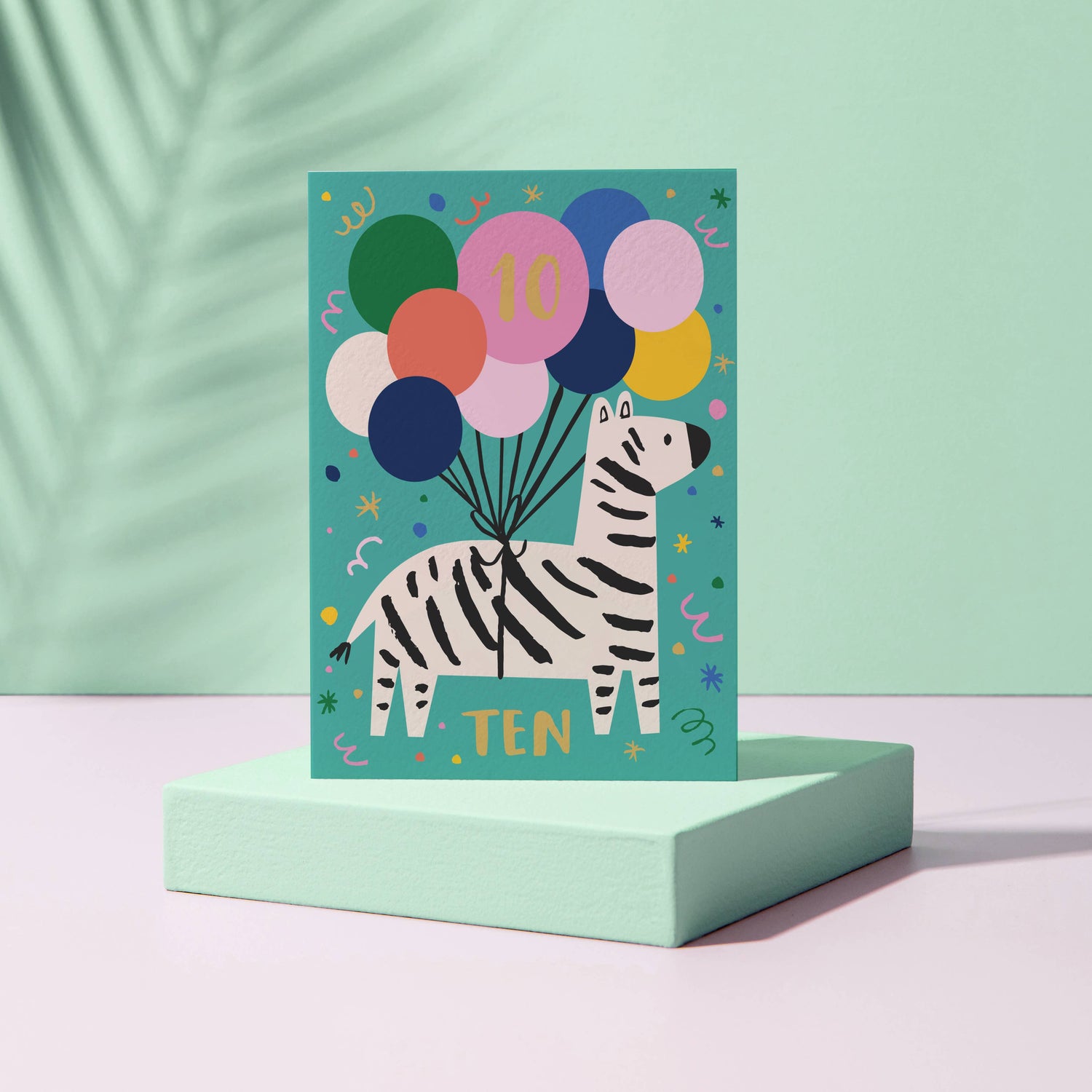 Age 10 Zebra Birthday Card