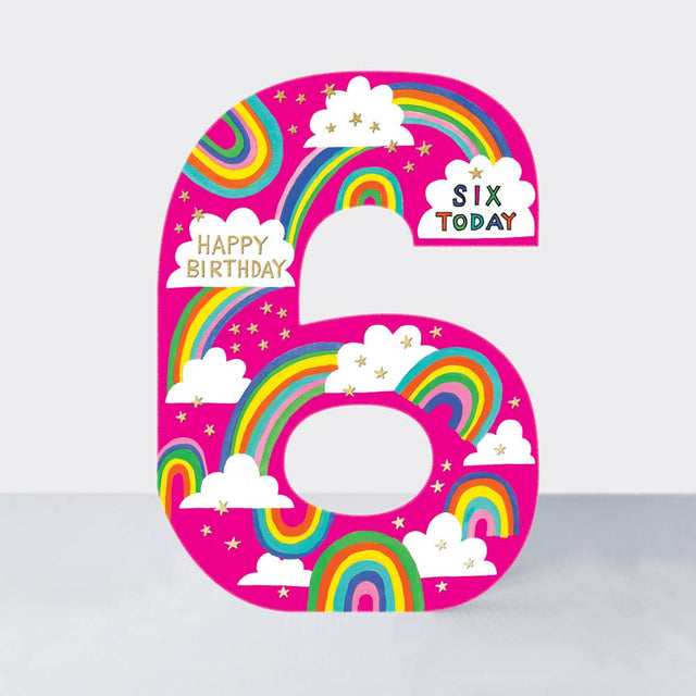 Age 6 Rainbows & Clouds Card