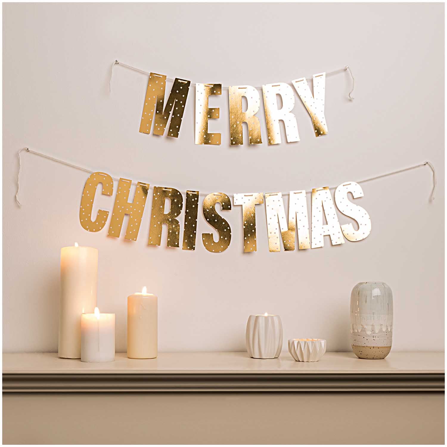 Gold Merry Christmas Garland