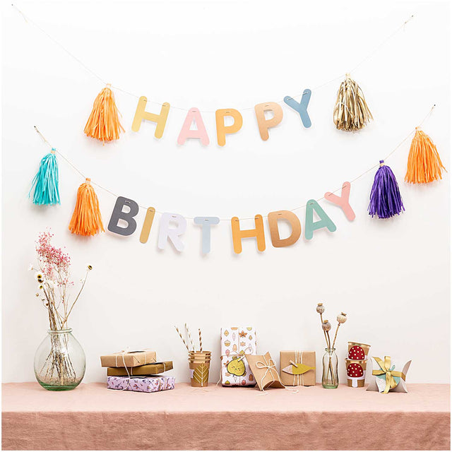 Happy Birthday Garland with Tassels