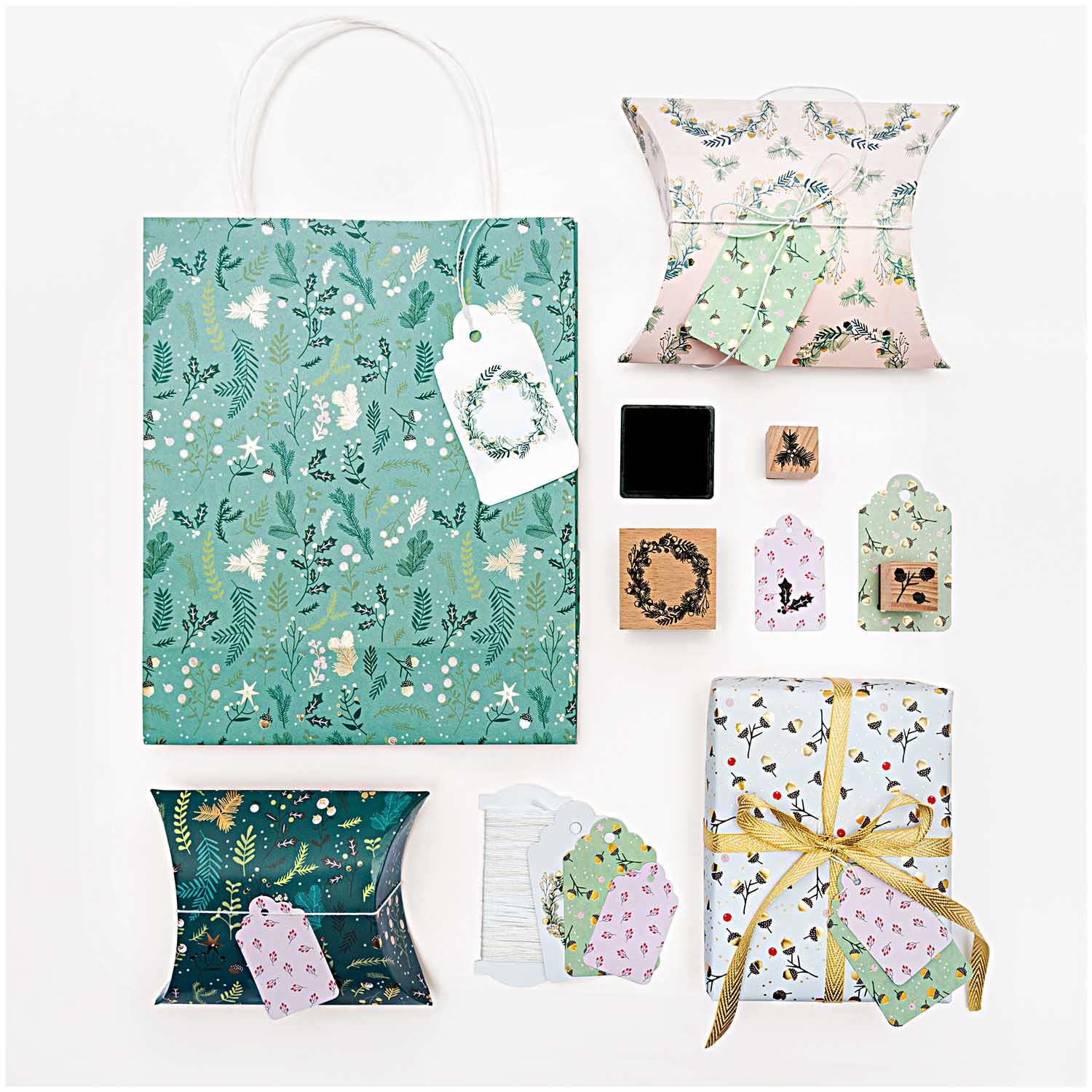 Christmas Pine Set Of Gift Pouches