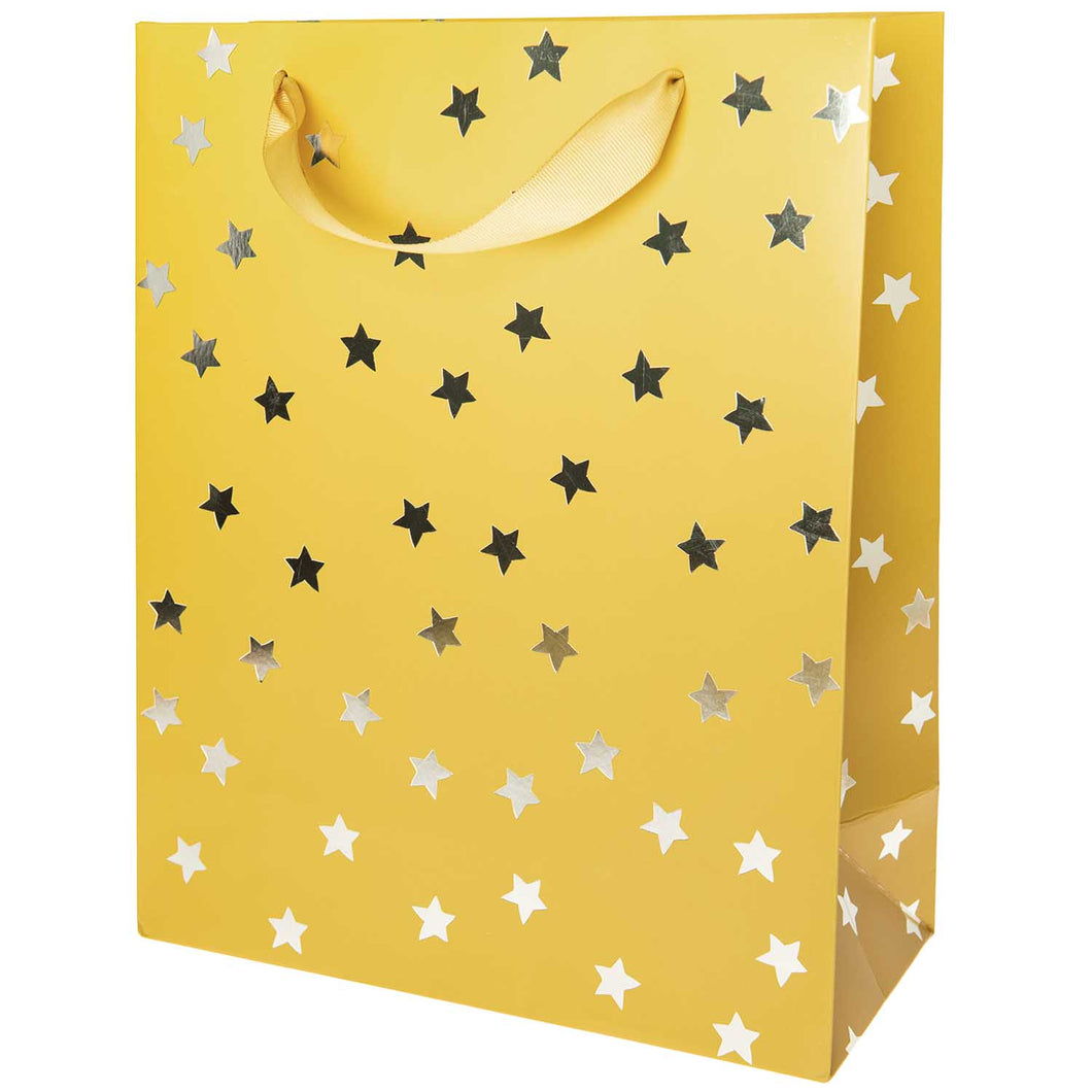 Large Mustard Star Print Gift Bag