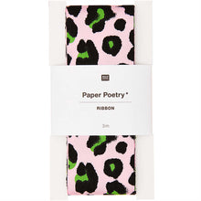 Load image into Gallery viewer, Pink Green Leopard Taffeta Ribbon