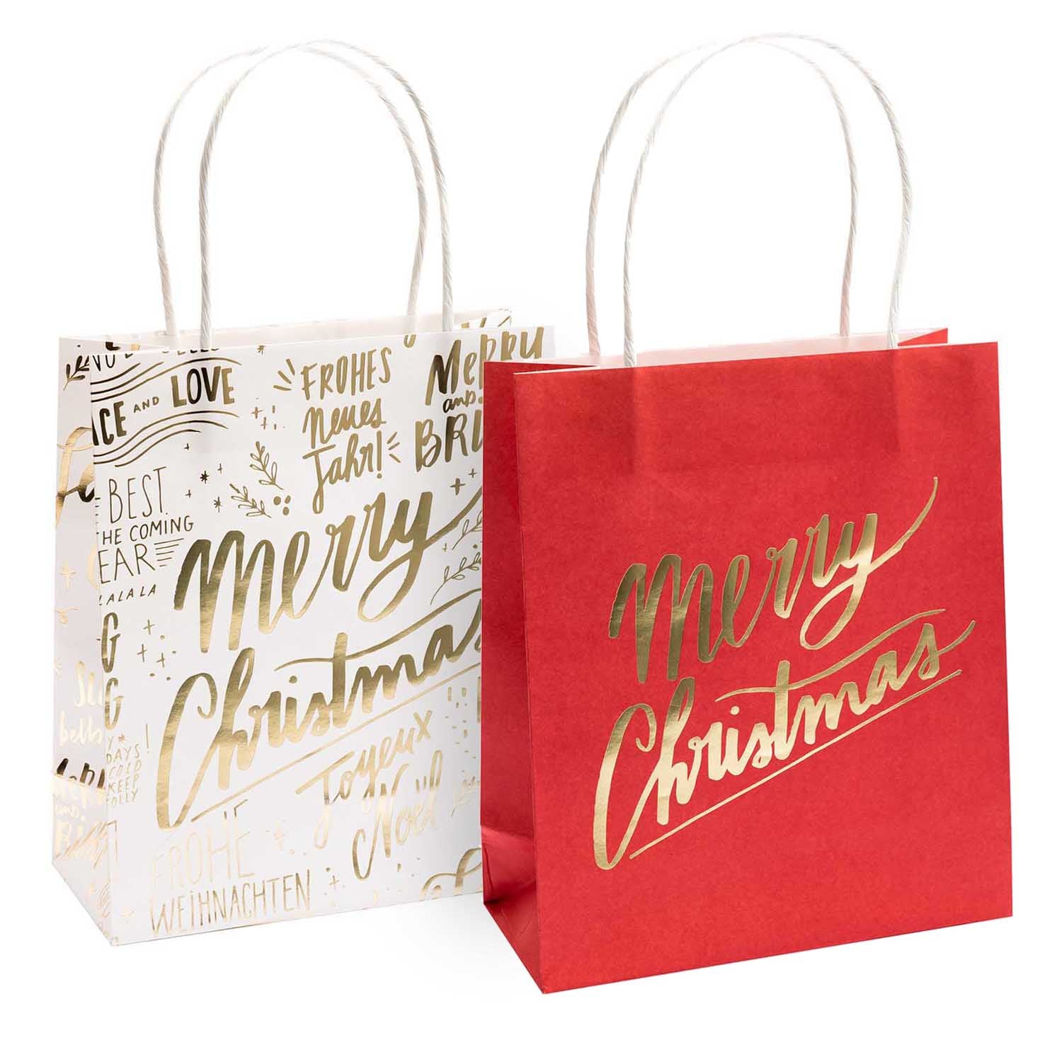 Set Of 2 Red And Gold Festive Gift Bags