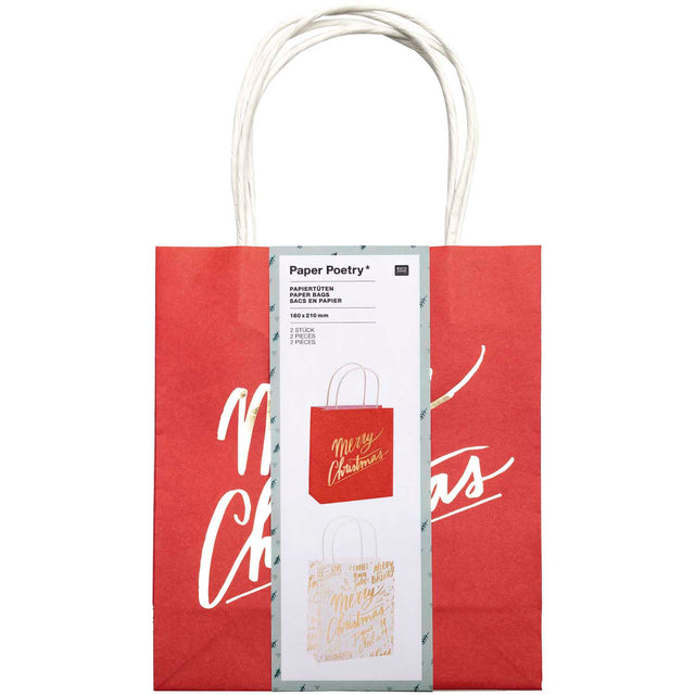 Set Of 2 Red And Gold Festive Gift Bags
