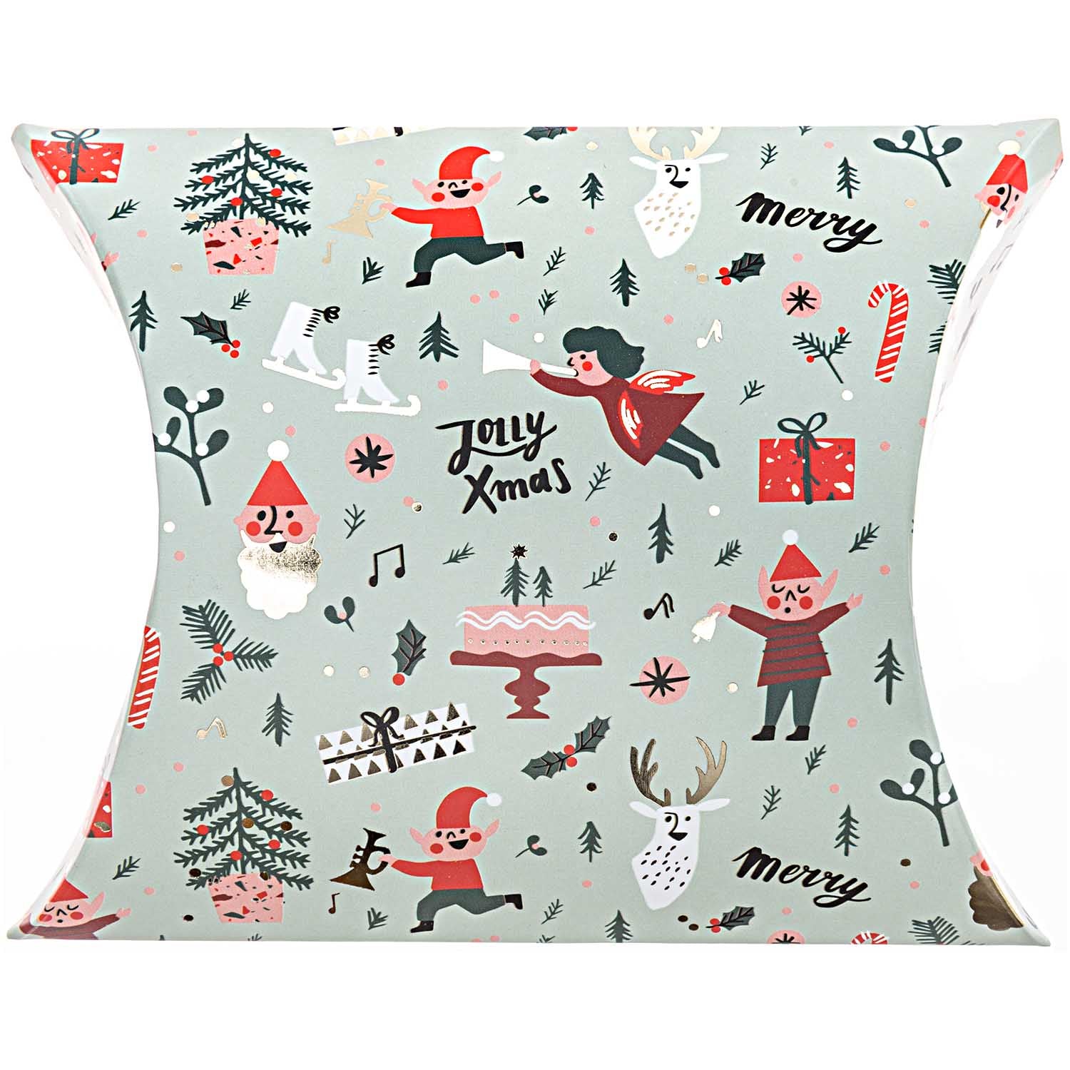 Red Jolly Christmas Set Of Gift Pouches
