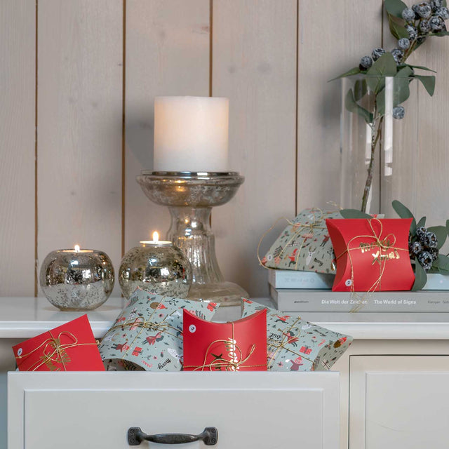 Red Jolly Christmas Set Of Gift Pouches