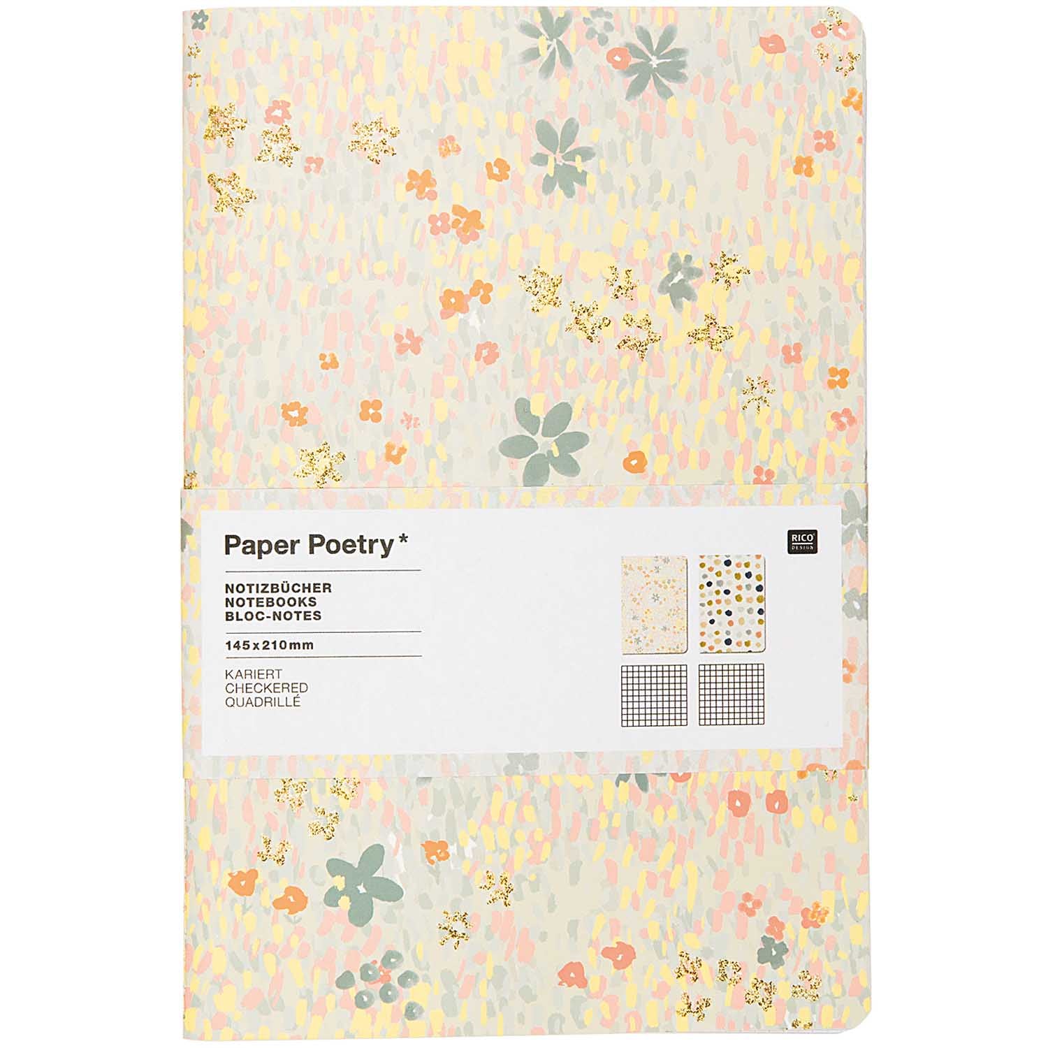 Set of 2 A5 Floral Mix And Polka Dot Notebooks