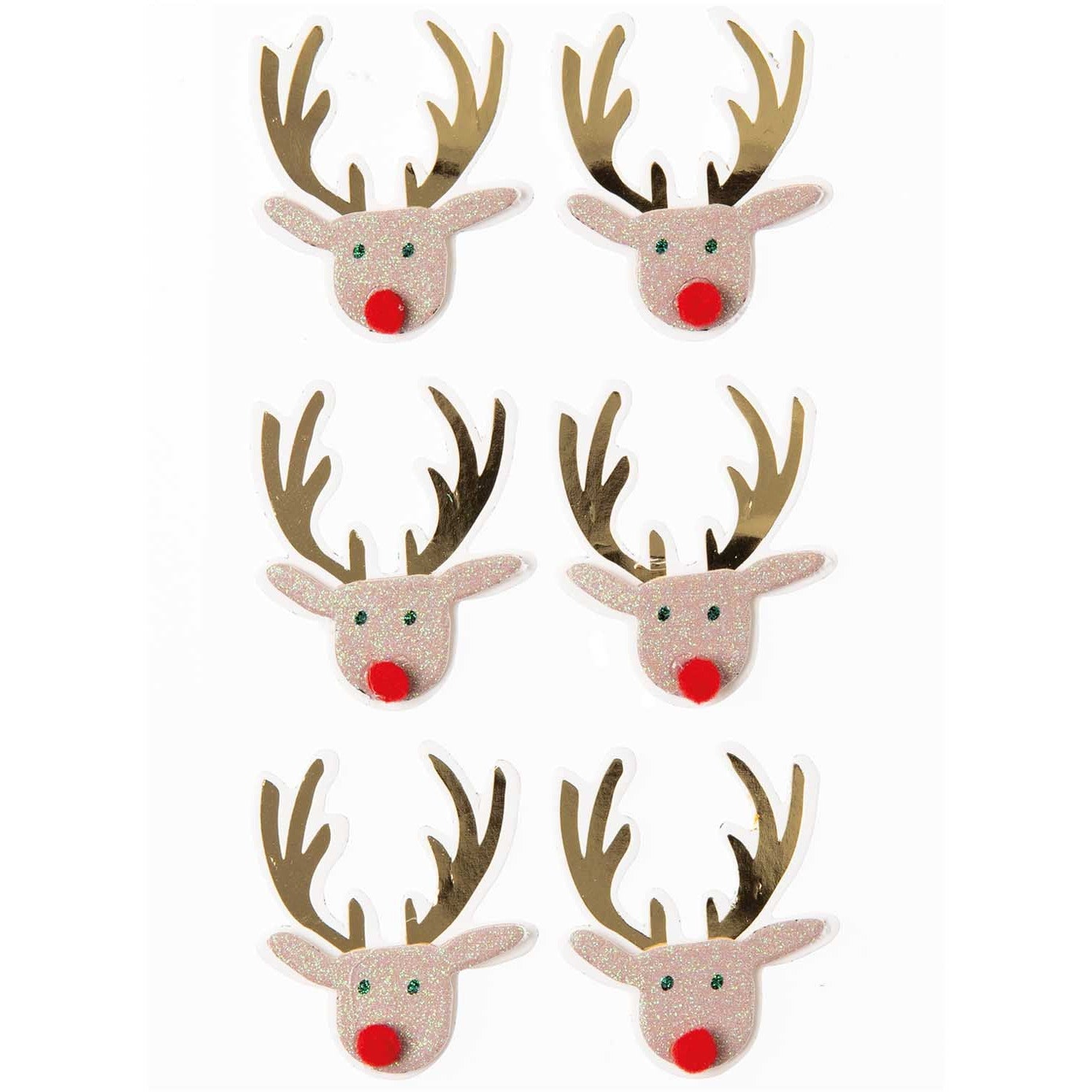 3D Reindeer Stickers - Brown