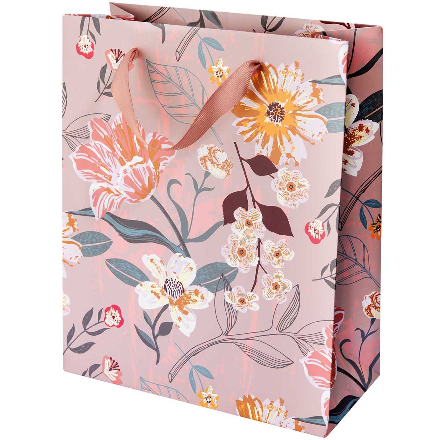 Large Mauve Flowers Gift Bag
