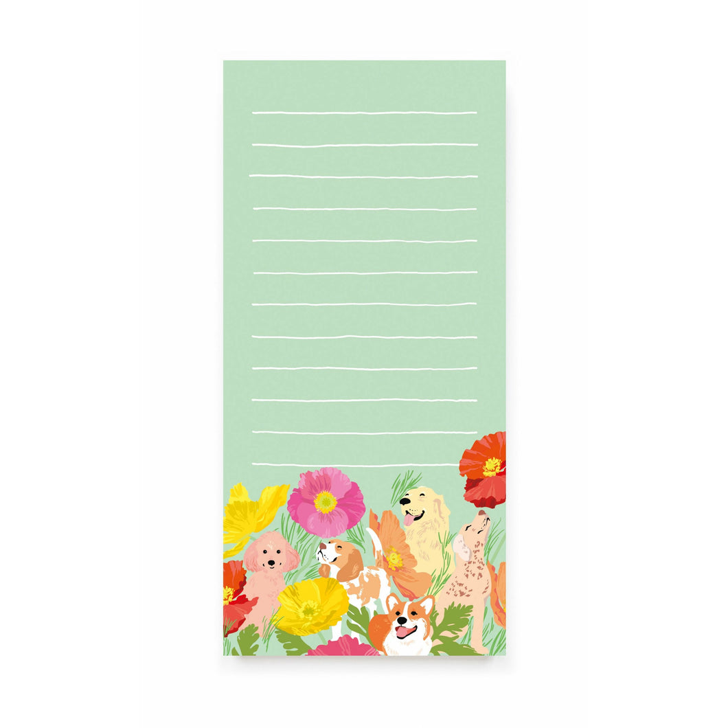 Dogs And Flowers Magnetic List Pad