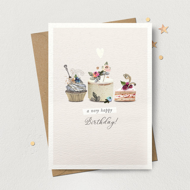 A Very Happy Birthday Three Cakes Card