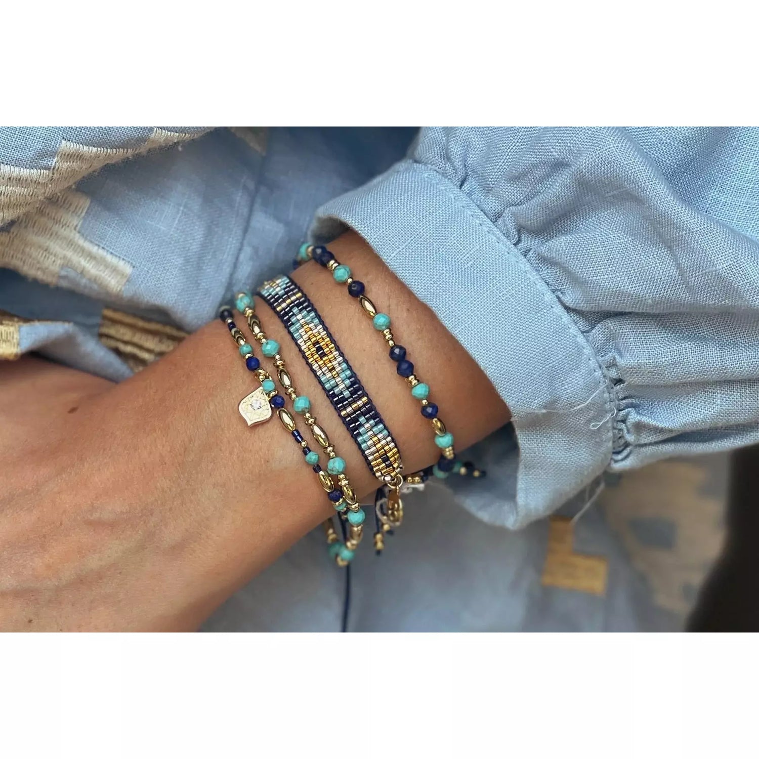 Starlight Navy Beaded Friendship Bracelet
