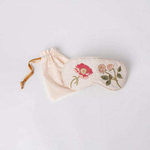 British Blooms Cream Embroidered Eye Mask