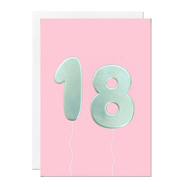 Age 18 Pink Balloons Card