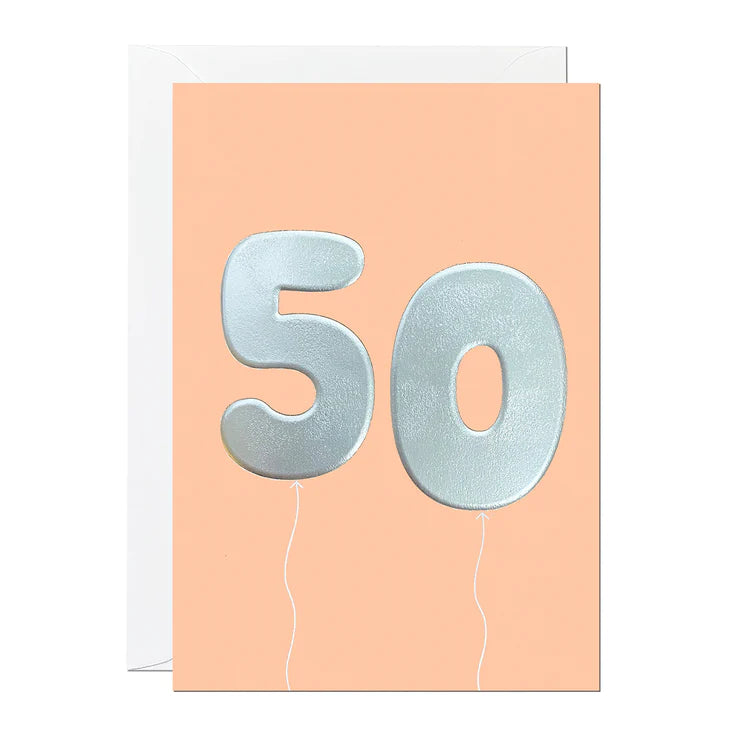 50 Peach Balloons Card