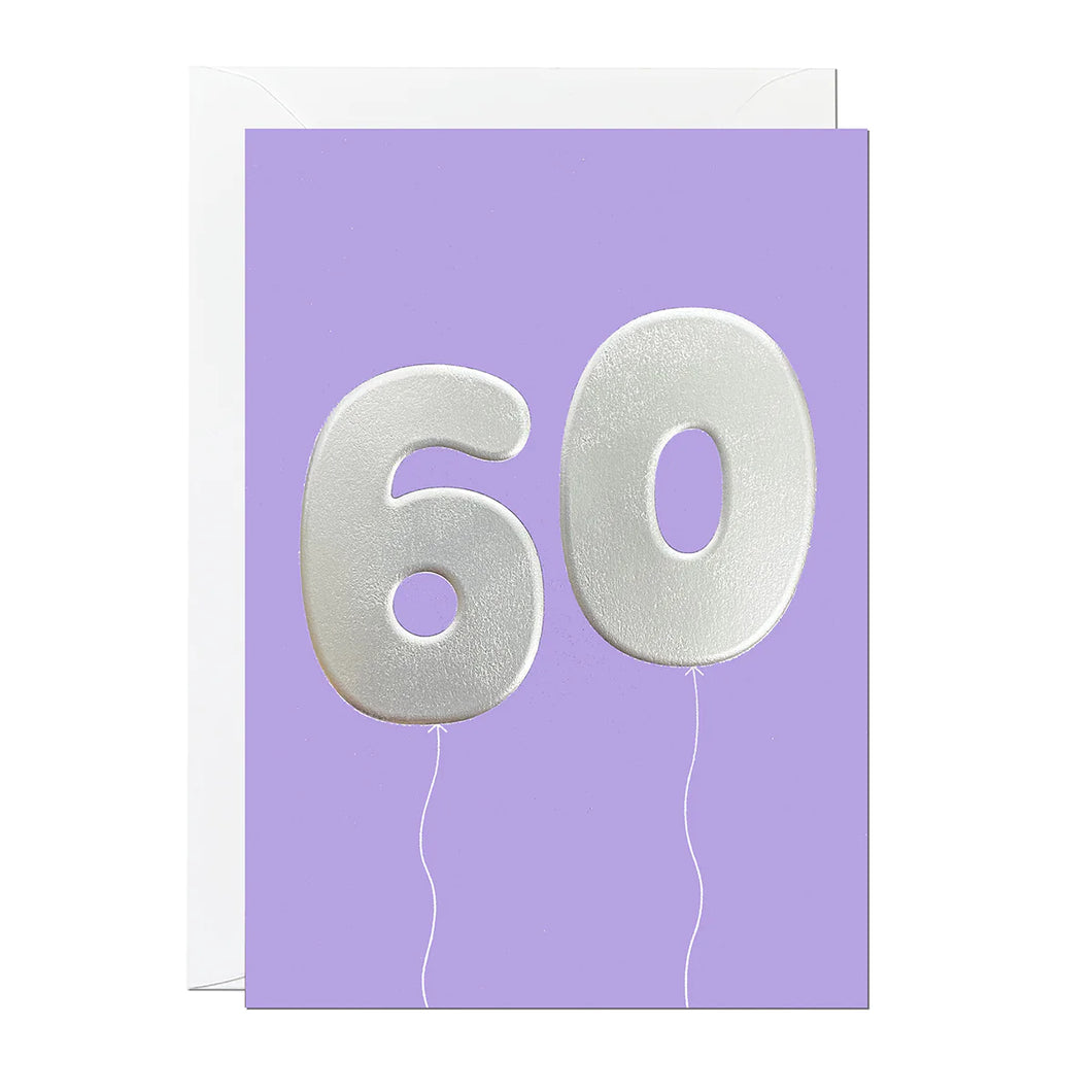60 Purple Balloons Card