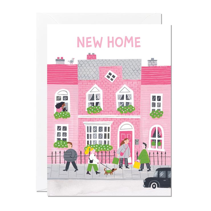 New Home Pink House Card