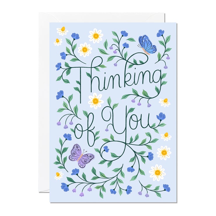Thinking Of You Blue Butterflies Card