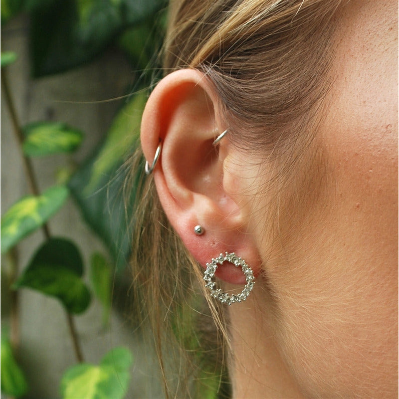 Crystal Cluster Silver Earrings