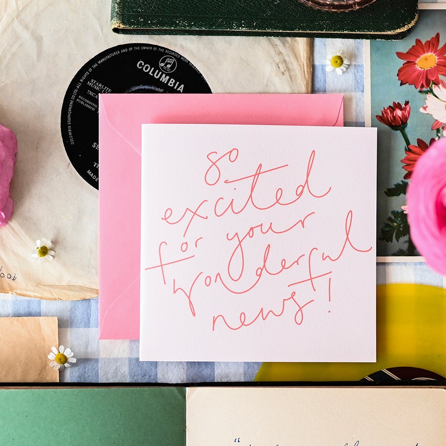 So Excited For Your Wonderful News Pink Card