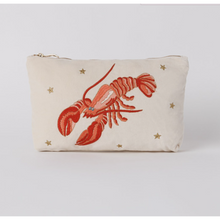 Load image into Gallery viewer, Lobster Cream Embroidered Travel Pouch
