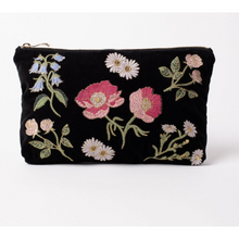 Load image into Gallery viewer, British Blooms Black Velvet Travel Pouch