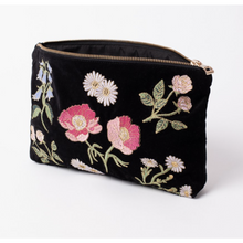 Load image into Gallery viewer, British Blooms Black Velvet Travel Pouch