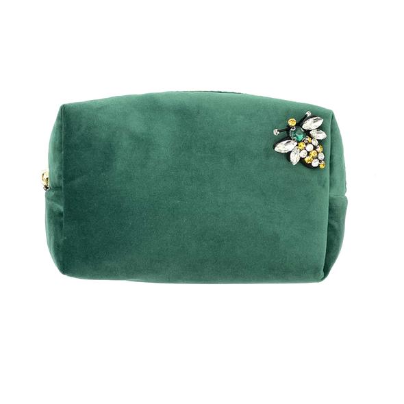 Velvet Make Up Bag - Large Marine Green