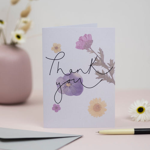 Thank You Pressed Floral Card